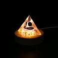thumbnail image 4 of Crystal Orgonite Pyramid Lamp Base Decor Wooden LED Display Holder (Warm), 4 of 8