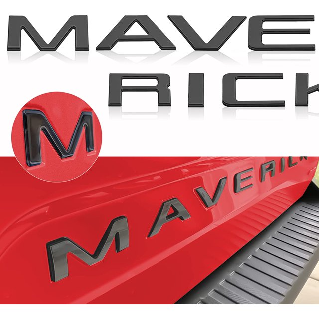 GHSDFBB Tailgate Inserts Letters Compatible for 2022 2023 Maverick,3D Raised & Strong Adhesive Decals Letters Rear Emblem Decal Sticker Compatible for Maverick Accessories-Gloss Black