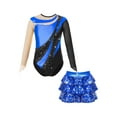 thumbnail image 3 of Aislor Kids Girls Long Sleeve Sparkle Leotards with Sequin Skirt Set Ballet Dance Latin Outfits Costume Dancewear Royal Blue 6, 3 of 7