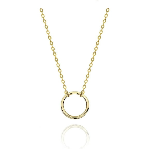 S.Leaf Circle Necklace Sterling Silver Open Circle Necklace for Women Mama Necklaces（Gold）