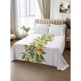 thumbnail image 2 of Yellow Lemon Twim XL Size Flat Sheet, Wrinkleproof & Fadeproof Cooling Flat Bed Sheet Only, Simple Spring Botanical Fruit Leaves Flower Breathable Soft Bedding Top Sheets 66 x 102 Inches, 2 of 8