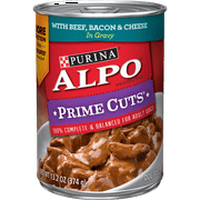 Purina ALPO Gravy Adult Wet Dog Food, Prime Cuts With Beef, Bacon & Cheese, 13.2 oz. Can