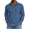 thumbnail image 2 of Trikvn Long Sleeve Shirts for Men Cotton Collared Button Down Casual Dress Shirts with Pockets Lightweight Breathable Tops for Beach Vacation Work, 2 of 8
