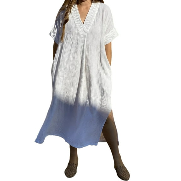 Jesscasday Long Beach Dress Coverup Women Swimsuit Cover Up Beach Cover Up Kaftan Dress Beach Dress