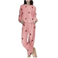 thumbnail image 5 of ibuvkizy Pajamas for Women Set,Women's Winter Zipper Coral Velvet Home Clothes Half Cardigan Casual Long Top Pants Pajama Set Pink, 5 of 6