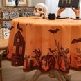 thumbnail image 6 of Halloween Tablecloth Waterproof – Spooky Pumpkin Design, Orange Table Cover for Halloween Party Decorations, Washable Spillproof Table Cloth for Indoor Outdoor Use, 60" Round, 6 of 6
