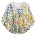 thumbnail image 4 of Wildflowers Floral Women's V-Neck Blouse With 3/4 Ruffled Bell Sleeves Casual Top Ladies Blouses, 4 of 7