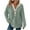 Green, variant on Wancir Hoodies for Women Waffle Knit Long Sleeve Drawstring Button V Neck Casual Pullover Sweatshirt Hooded Tops
