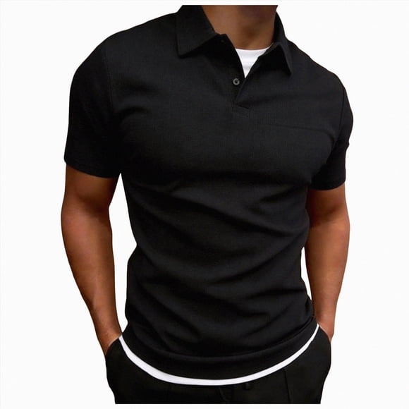 Ymyiu Mens Polo Shirts Mens Polo Shirt Super Stretch Short Sleeve Polo Shirts for Men Size M(Black, M)