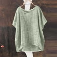 thumbnail image 2 of Women’s Airy Linen Summer Top Short Sleeve Comfortable Loose Fit Casual Green XXXXL, 2 of 8