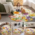 thumbnail image 3 of Rectangle Rug 5ft Area Rug, Spring Watercolors Flowers Area Rugs for Living Room Bedroom, Purple Pink Yellow Floral Floor Mat Non-Slip Non-Shedding Carpet Indoor Accent Rugs, 3 of 9