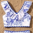 thumbnail image 5 of mgoYE Girl Swimsuit Size 6 Toddler Baby Girls Swimsuit Two Piece Solid Color Stripe Swimwear Summer Beach Bikini Bathing Suit(White,6-7 Years), 5 of 7
