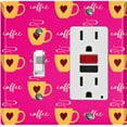 thumbnail image 1 of Metal Light Switch Wall Plate Outlet Cover (Coffee Espresso Mocha Cup Heart Pattern Pink - Single Toggle Single Rocker), 1 of 2