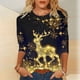 thumbnail image 1 of Camiseta de manga larga con estampado navideño a la moda con estampado de rayas, 1 of 5
