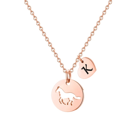 TINGN Horse Gifts for Women Stainless Steel Circle Hollow Horse Pendant Necklace
