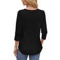 thumbnail image 5 of UVN Summer Womens Blouses Crew Neck 3/4 Sleeve with Button Shirts for Women Loose Fit Tunic Tops, 5 of 9