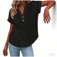 thumbnail image 4 of Cmfcve Linen Shirt for Women Summer Button Down Short Sleeve V Neck Tops Solid Color Comfy Blouses Casual Dressy Tunic Top, 4 of 9