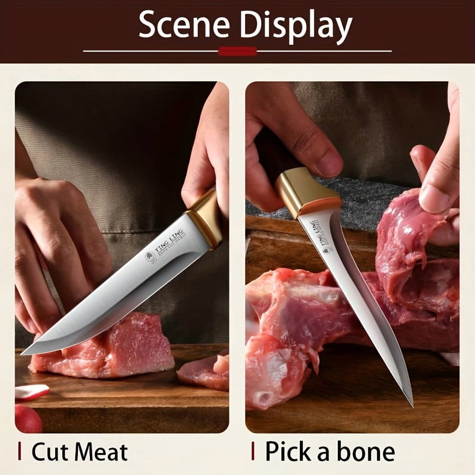 Plys Boning Knife Set 3-Piece Stainless Steel Rust Resistant Very Sharp for Meat Cutting