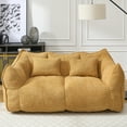 thumbnail image 2 of Giant Bean Bag Chair Sofa, Oversized Two-Person Bean Bag Couch with High Resilience Foam, Square Recliner Design for Living Room & Bedroom, Portable Adult Floor Loveseat, Yellow, 2 of 8