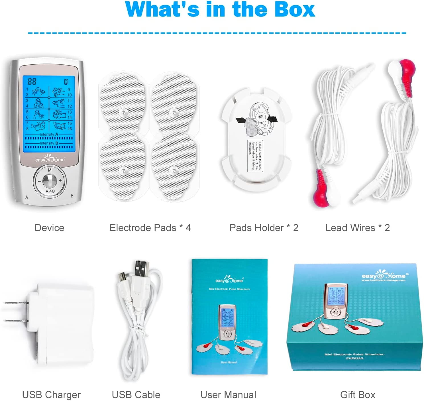 Easy@Home - EHE029N Rechargeable TENS Unit + EMS Muscle Stimulator 