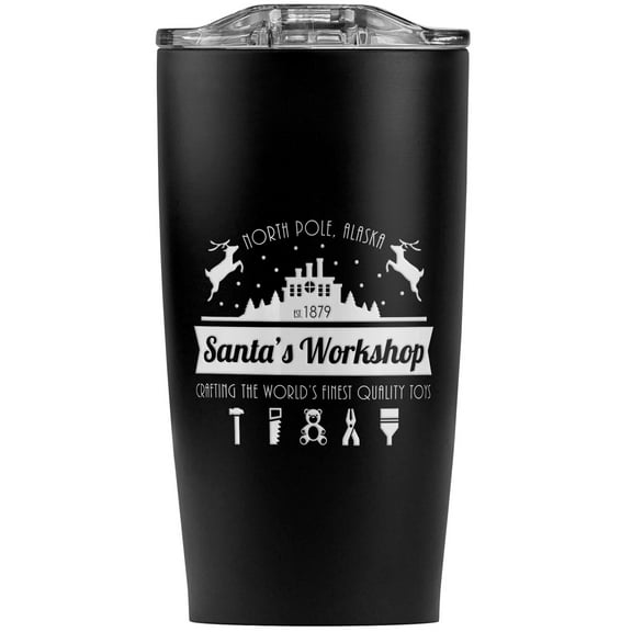 Santa'S Workshop Logo Christmas Toys No Stainless Steel 20 oz Travel Tumbler, Vacuum Insulated & Double Wall with Leakproof Sliding Lid | Great for Coffee/Hot Drinks and Cold Beverages