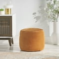 thumbnail image 2 of Noble House Beaver Velveteen Cylinder Pouf, Apricot, 16" x 16", 2 of 6