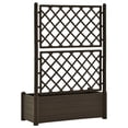 thumbnail image 2 of Benjara Garden Planter Flower Box with Trellis, Mocha Brown Plastic, Drainer, 2 of 5