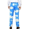 thumbnail image 3 of INSPIRE CHIC Men's Pant Diamond Plaid Pattern Regular Fit Color Block Suit Trousers 30 Blue White, 3 of 6