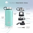 thumbnail image 2 of ALBOR Triple Insulated Water Bottle with Straw and 4 interchangeable lids Stainless Steel And Leak Proof 32 Oz Seafoam, 2 of 6