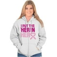 thumbnail image 5 of Breast Cancer Awareness Her in Hero Zip Hoodie Sweatshirt Women Brisco Brands L, 5 of 6