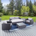 thumbnail image 3 of GDF Studio Avianna Outdoor Wicker 4 Seater Loveseat and Club Chair Chat Set with Ottomans, Gray and Light Gray, 3 of 13