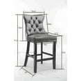thumbnail image 2 of Counter Height Bar Stools Set of 2, Velvet Upholstered Barstools with Button Tufted Back and Footrest, Armless Breakfast Stools Bar Chairs with Wood Legs for Kitchen Island Dining Room Pub, Gray, 2 of 9