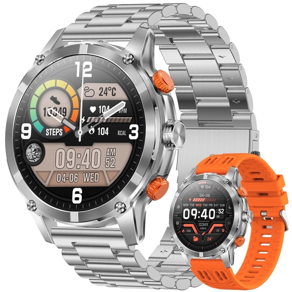 Smart Watch for Men, 1.70" HD Touchscreen, Bluetooth Calling (Answer/Make Calls), 100 Sports Modes, 10-Day Standby, IP67 Waterproof, Fitness Tracker Compatible with Android & iPhone (2 Strap)