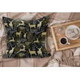 thumbnail image 2 of Christmas Fluffy Throw Pillow Cushion Cover, Nature Woodland and Deer Silhouettes with Oriental Ornaments Design, Decorative Square Accent Pillow Case, 28" x 28", Yellow White Black, by Ambesonne, 2 of 5