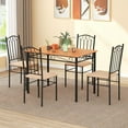 thumbnail image 5 of Costway 5 PCS Dining Set Wood Metal 30" Table & 4 Chairs Upholstered Kitchen Breakfast Furniture, 5 of 9