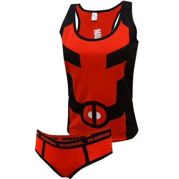 MJC Womens Marvel Comics Deadpool Tank & Hipster Panty Set (Large)
