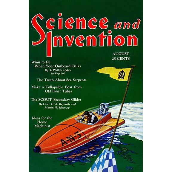 Science and Invention: The Scout Secondary Glider- Fine Art Canvas Print (20" x 30")