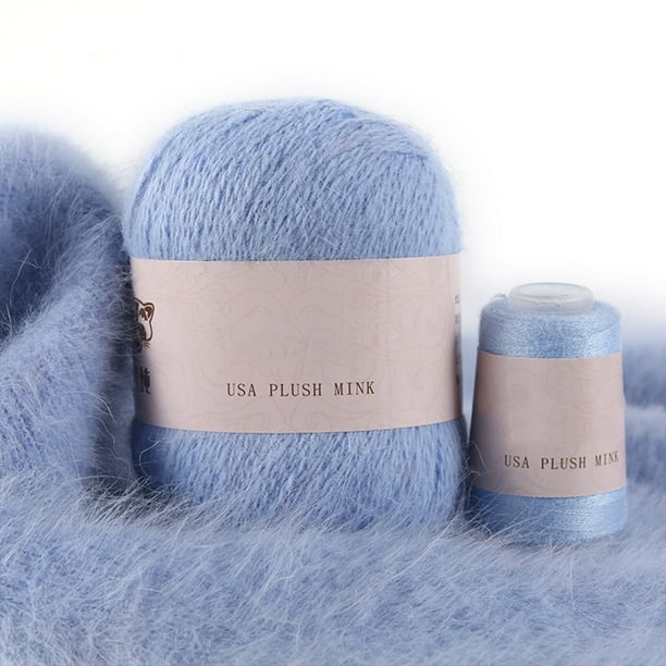 Juego de ovillos de hilo de 50g y 20g, bufanda de invierno de 2 hebras, Kit de hilo de ganchillo tejido a mano suave, suministros para tejer gorro, accesorio de costura, azul cielo Inevent HA010946-26