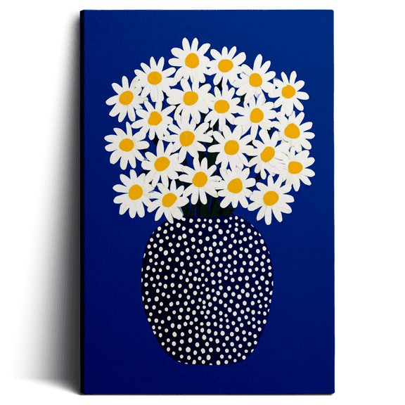 Topbout Art Vibrant Modern Cobalt Blue Daisy Bouquet Canvas Wall Art Entryway Hall 12*8 inch