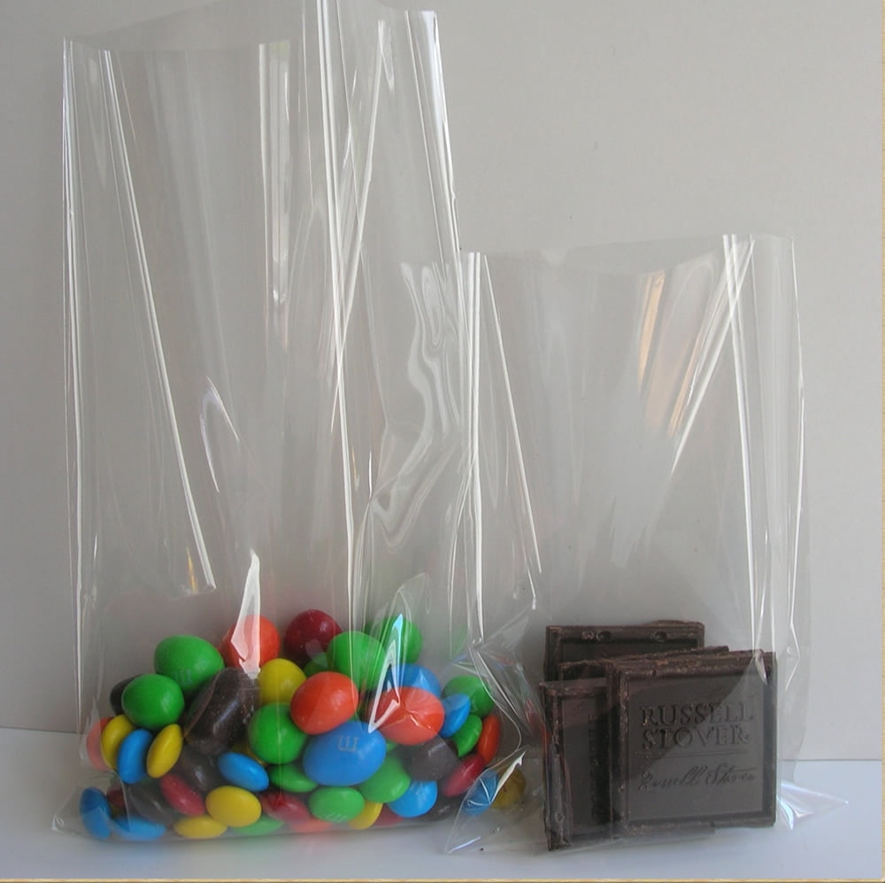 100 Qty 5" x 8" Crystal Clear Poly Flat Open End Cello Bags 1.5 Mil Candy Cookie
