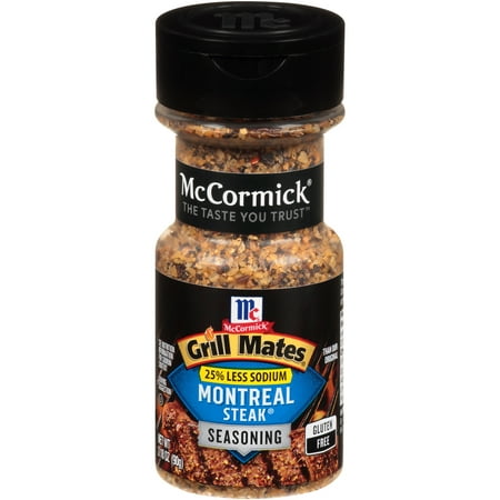 (2 Pack) McCormick Grill Mates 25% Less Sodium Montreal Steak Seasoning, 3.18 (Best Rub For Steaks For Grilling)