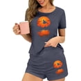 thumbnail image 4 of Jamicy Halloween Pajama Sets for Women Soft Sleepwear Halloween Print Pajama Sets for Women 2 Piece Short Sleeve Top with Shorts, 4 of 7