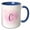 Blue/White, variant on 3drose, Image of Pink Watercolor C Monogram, 15oz Mug