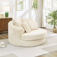 thumbnail image 2 of NkurdSu 61" Oversized Boneless Round Chair, Indoor Deep Seat Cloud Chaise Lounge with 5 Pillows, No Assembly Accent Barrel Chair for Living Room, Bedroom, Beige Corduroy, 2 of 6