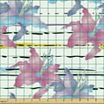 thumbnail image 2 of Ambesonne Lily Pattern Fabric by the Yard Upholstery, Botany Floral Boho Art, 5 Yards, Hot Pink Pale Azure Blue, 2 of 5