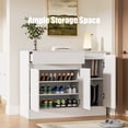 thumbnail image 4 of Wooden Shoe Cabinet Storage with 3 Doors, Freestanding Shoe Cabinet with Drawer & Adjustable Shelves, Modern Shoe Organizer for Entryway, Hallway, White, 4 of 8