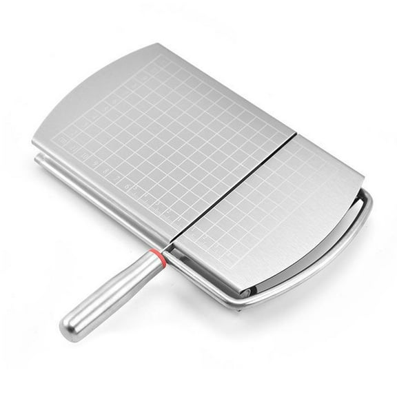 Shoreew Stainless Steel Cheese Slicer Cutter Board for Block Cheese Butter Vegetables Grid Lines Easy to Clean Kitchen Gadget