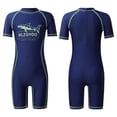 thumbnail image 5 of Aislor Kids Boys One Piece Wetsuit Swimming Jumpsuit Short Sleeve Rash Guard Swimsuit Beachwear A Navy Blue 2, 5 of 7