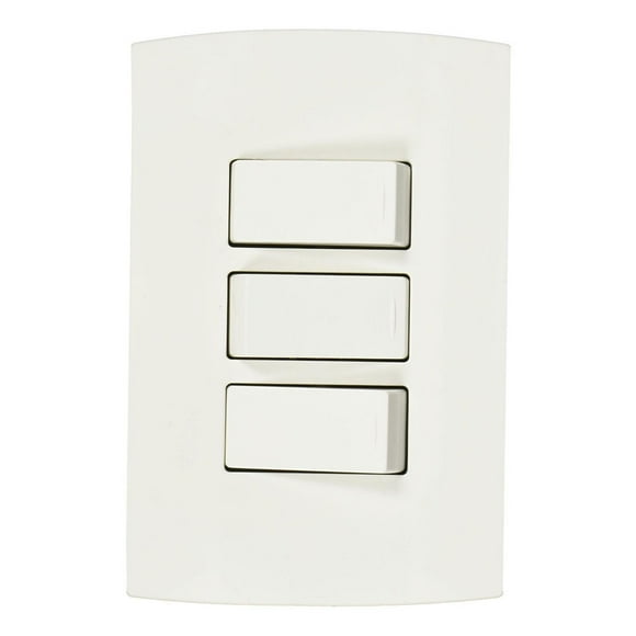 Interruptor Sencillo Marisio 127V 10A Blanco 3 Placas