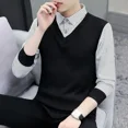thumbnail image 5 of Camiseta polo para hombre de gran tamaño con empalme superior, ropa de invierno para hombre, de punto, de gran tamaño, a rayas, moda Harajuku, de una pieza, de lujo coreano F, 5 of 5